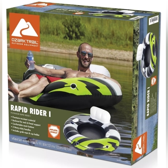 Ozark Trail Outdoor Equipment Other - Ozark Trail Rapid Rider I Inflatable River Tube w/Backrest Handles Cupholder NEW